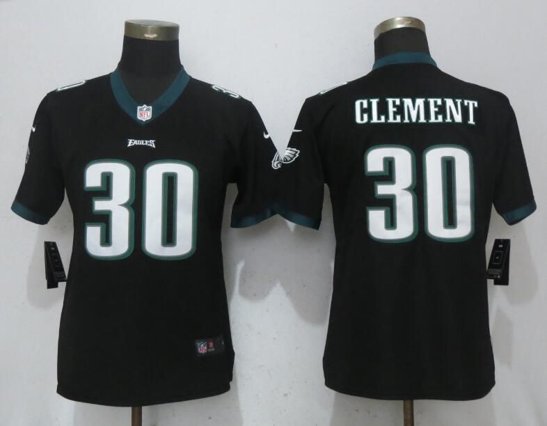 Women Philadelphia Eagles 30 Clement Black Vapor Untouchable Nike Player NFL Jerseys